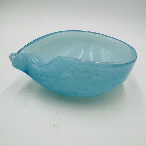 MCM Murano Art Glass Barbini Aqua Blue Bowl Italy Hand Blown - Picture 11 of 15